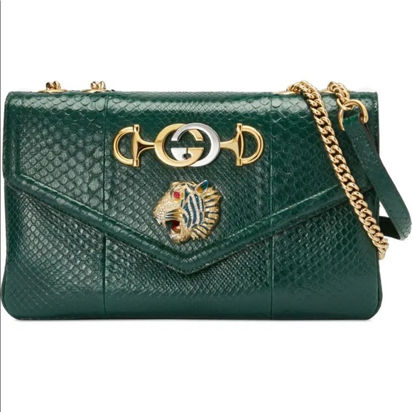 Gucci Handbags - Gucci Rajah Green Genuine Python Large Tote
